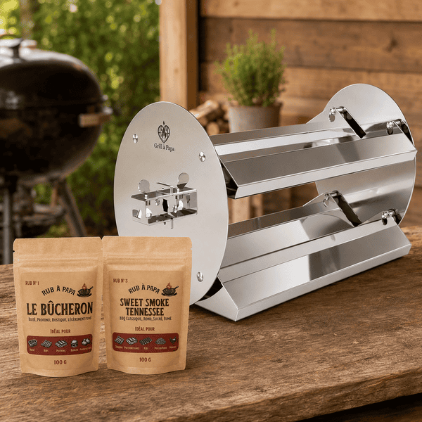 Pack Ça Tourne avec la rôtissoire Grill à Papa et deux rubs en sachets de 100 g